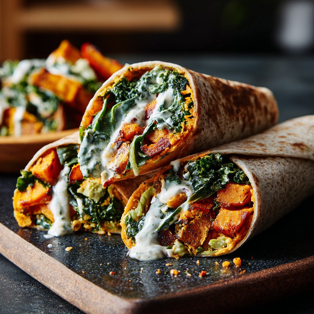 Roasted Sweet Potato Veggie Wraps