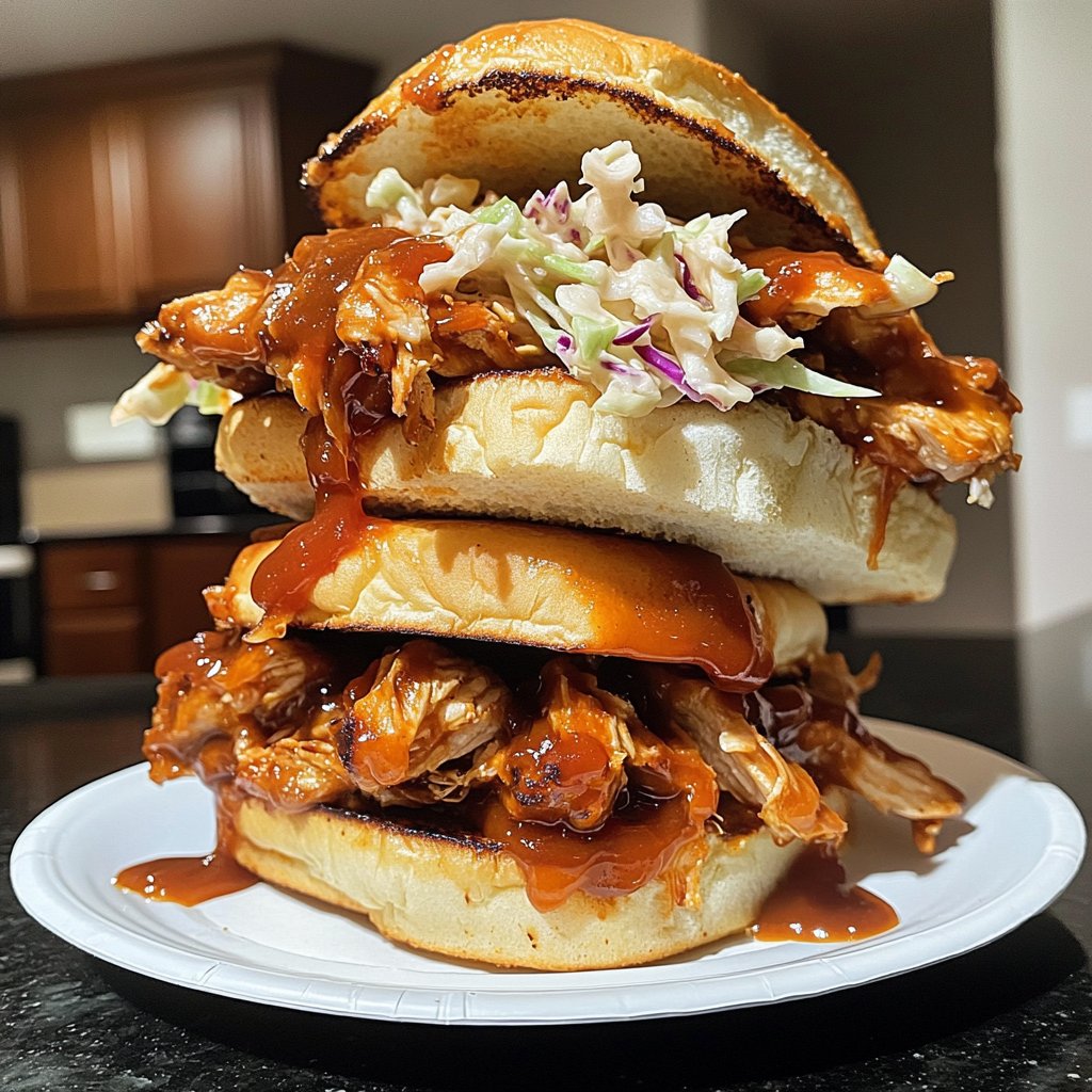 Spicy Crockpot BBQ Chicken Sandwiches