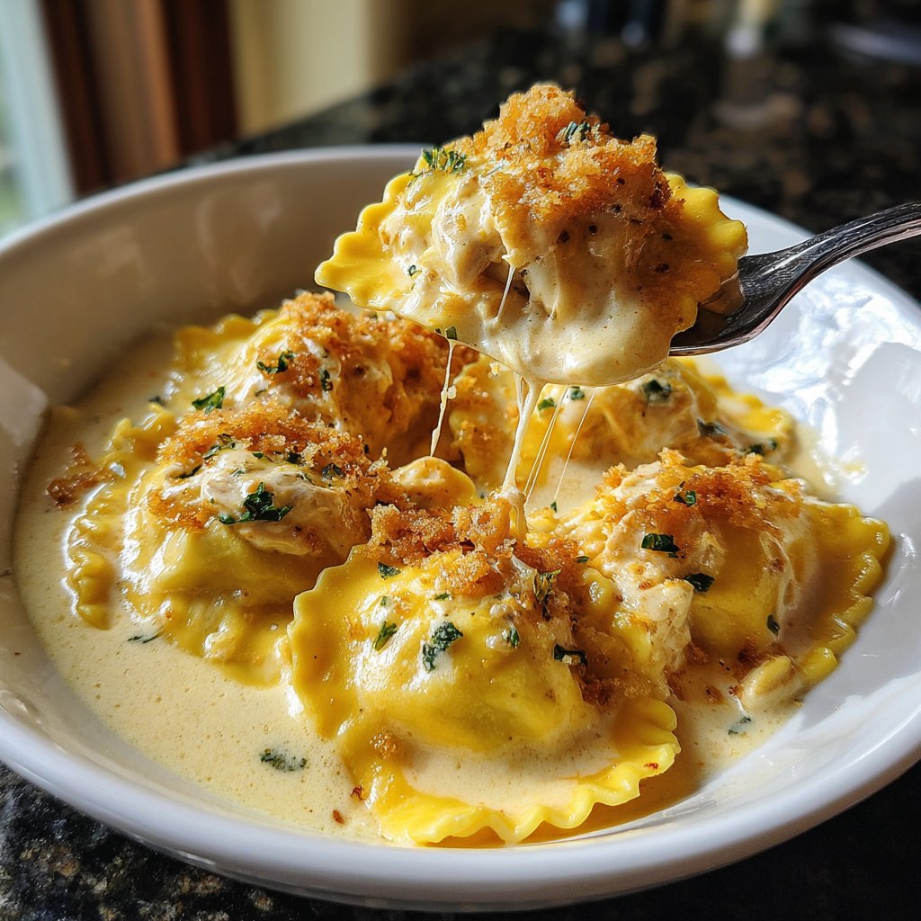 Crab Stuffed Ravioli with Champagne Cream