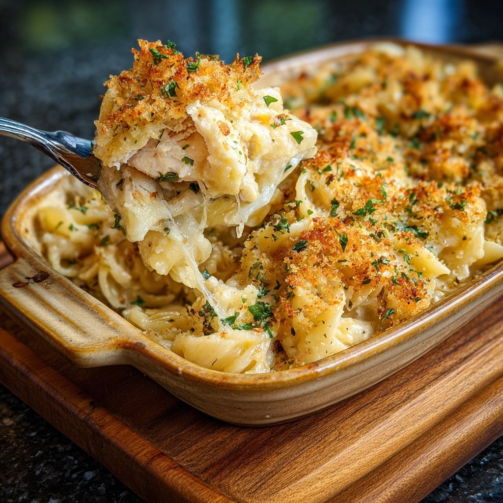 Garlic Herb Chicken Pasta Bake