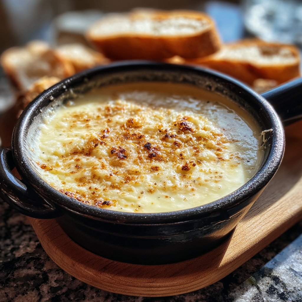 Fondue with White Wine and Garlic