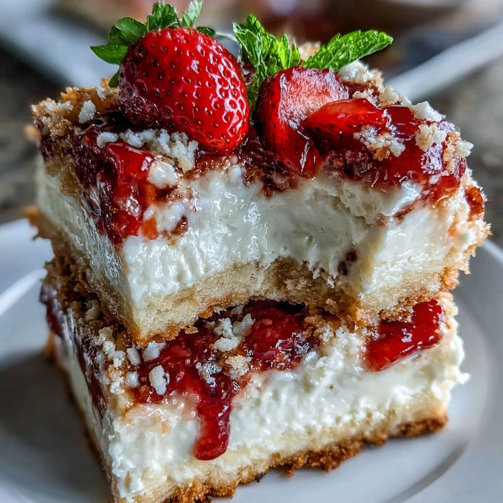 Strawberry Shortcake Cheesecake Bars