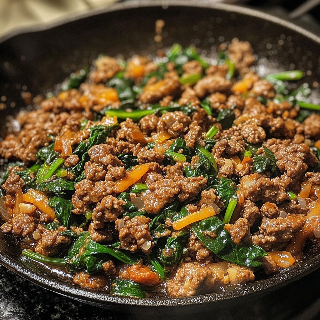 Ground Beef Skillet with Spinach
