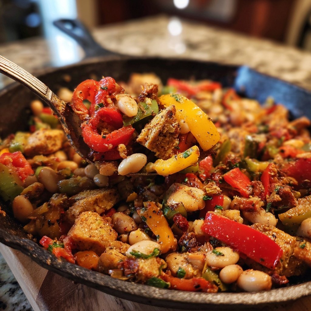Roasted Veggie White Bean Skillet