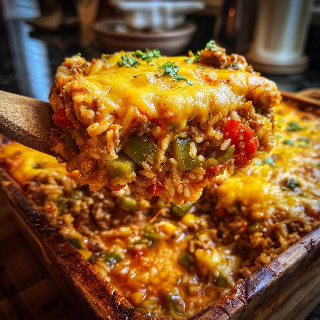 Ground Beef And Vegetable Rice Casserole